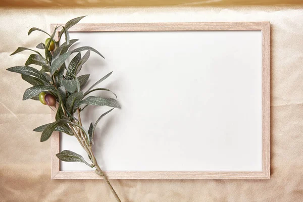 Minimalist taklit - zeytin ağacı dalı ile çerçeve arka planı