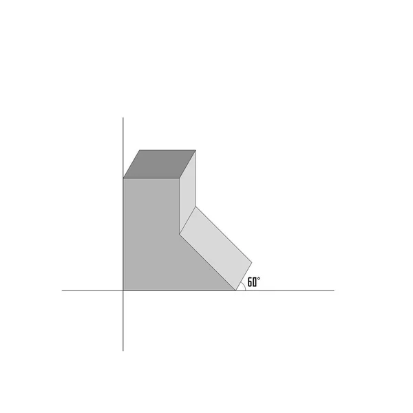 Technische Zeichnung Beispiel Der Sechzig Grad Kavalierhaften Perspektive — Stockvektor