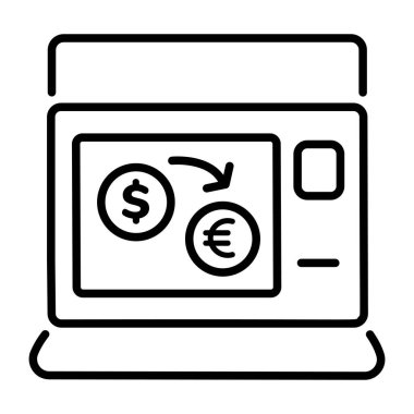 Döviz değişimi tasvir eden bir taslak biçim simgesi