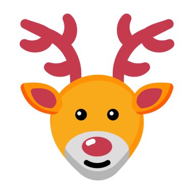 Yılbaşı geyik kafası tasvir eden düz bir simge