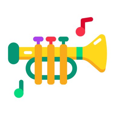 Trompet tasvir eden düz stil simgesi