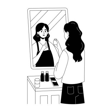 Parfüm denemelerini gösteren bir karalama stili çizimi