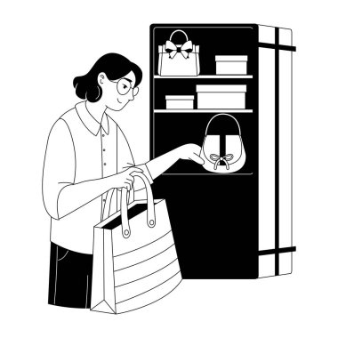 El çantasını temsil eden bir çizim biçimi illüstrasyonu