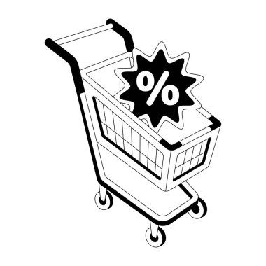 Alışveriş arabasını gösteren yarım yamalak bir çizim.