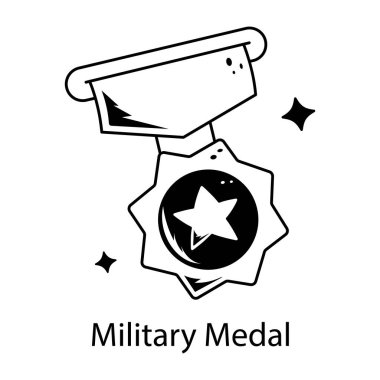 Karalama stilinde dizayn edilmiş askeri madalya ikonu