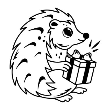 Şirin kirpi hediye eden bir karalama ikonu. 