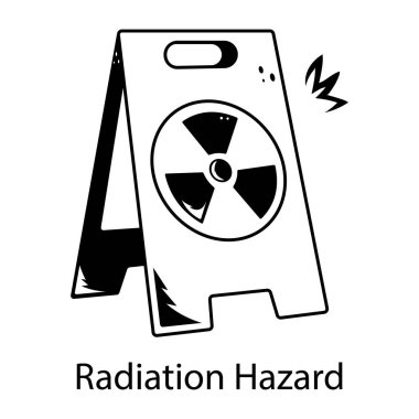 Radyasyon tehlike işaretinin el çizimi simgesi. 