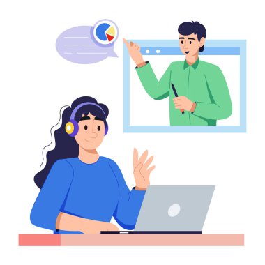 Sanal toplantının düz tabanlı çizimi 