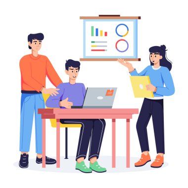 İş dünyası ekibinin tartışmasının düz çizimi 