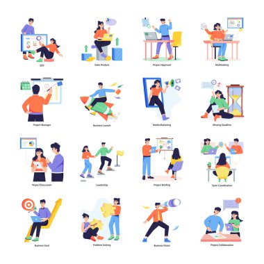 16 Proje Yönetimi Düz Çizim Paketi 