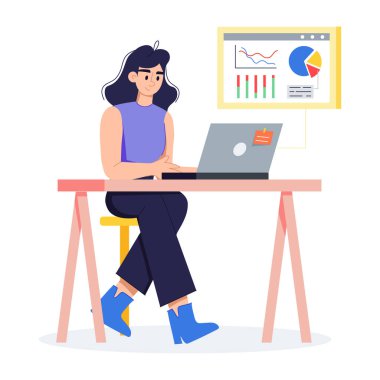 Çevrimiçi veri analiz uzmanının düz bir çizimi 