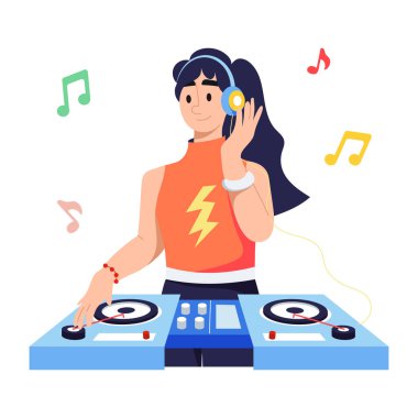 Müzik DJ 'inin kişiselleştirilebilir düz çizimi 