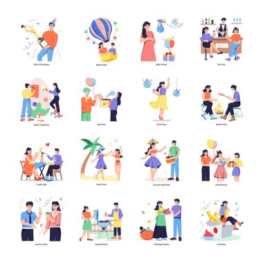 Parti ve Şenlik Kutlamaları Sabit Çizimler 