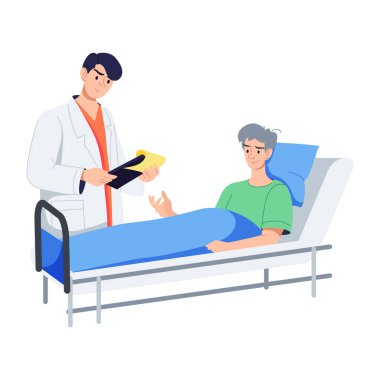 Hasta kontrolünün düz karakter çizimi 