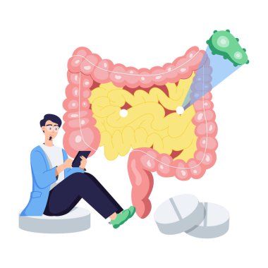 Kolonoskopinin düz tabanlı çizimi 