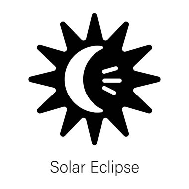 Güneş tutulmasını tasvir eden moda kabartma simgesi 