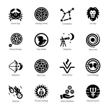 Kullanışlı Zodiac Glyph Simgeleri Koleksiyonu