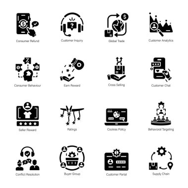 16 Müşteri Psikolojisi Koleksiyonu Katı Simgeler 