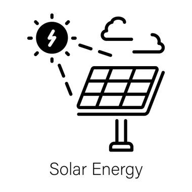Güneş enerjisi sisteminin çizgi biçimi simgesi 