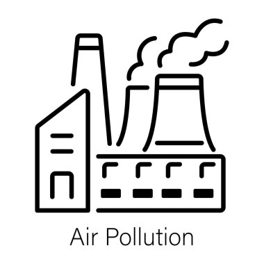 Endüstriyel hava kirliliğini gösteren bir taslak simge 