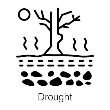 Çorak ağaç arazisi kuraklığı simgeliyor, çizgi simgesi 