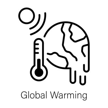Termometreyle eriyen gezegen küresel ısınma ve çizgi simgesi gösteriyor 