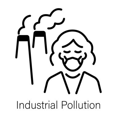 Bir kişinin endüstriyel kirliliği önlediğini gösteren satır simgesi
