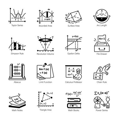 Matematik ve Matematik Doğrusal Simgeleri Paketi 