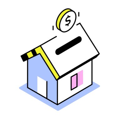 İpoteği gösteren bir izometrik biçim simgesi