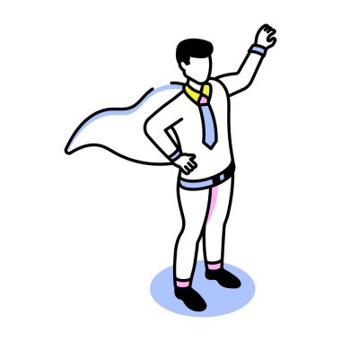 Özgüveni resmeden bir izometrik biçim simgesi