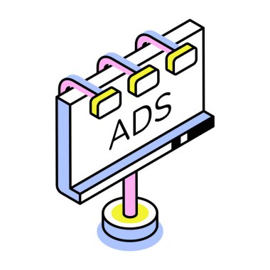Reklam panosu reklamlarını temsil eden bir izometrik biçim simgesi