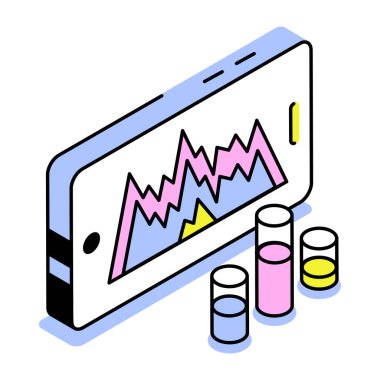 Piyasa eğilimini gösteren bir izometrik biçim simgesi