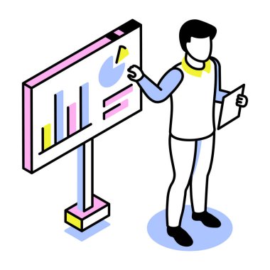 İş gelişimini gösteren bir izometrik biçim simgesi