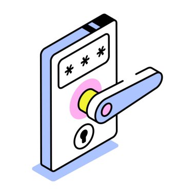 Akıllı kilit tasvir eden bir izometrik biçim simgesi