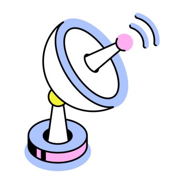 Parabolik çanağı temsil eden bir izometrik biçim simgesi