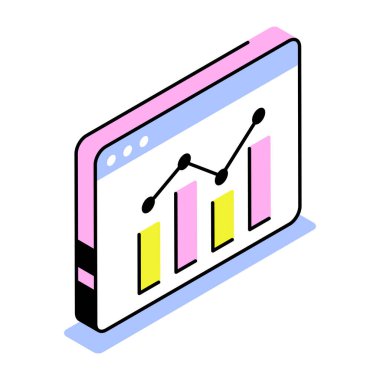 İş analizini temsil eden bir izometrik biçim simgesi