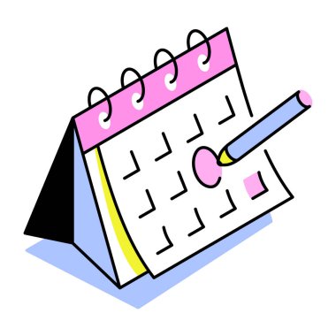 Çalışma zamanlamasını gösteren bir izometrik biçim simgesi