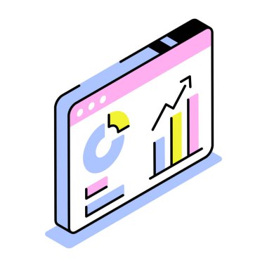 Web analizlerini gösteren bir izometrik biçim simgesi
