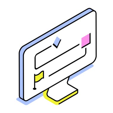 Çalışma akışını gösteren bir izometrik biçim simgesi