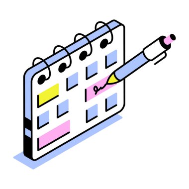 Gantt grafiğini temsil eden bir izometrik biçim simgesi