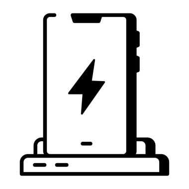 Kablosuz şarjı temsil eden doğrusal biçim simgesi