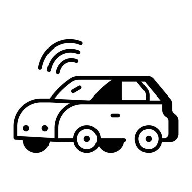 Akıllı araba tasvir eden bir taslak biçim simgesi