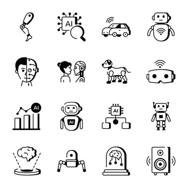 Yapay zeka ve Robotik Satır Biçimi Simgeleri