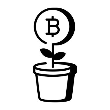 Bitcoin yatırımını temsil eden doğrusal bir simge