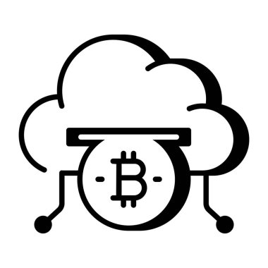 Bitcoin bulutunu temsil eden doğrusal bir simge