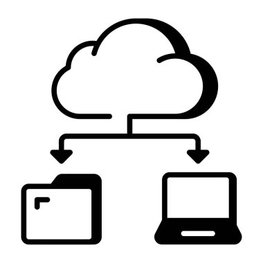 Bulut bağlantısını gösteren bir satır biçimi simgesi