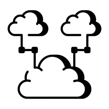 Bulut ağını tasvir eden bir taslak biçim simgesi