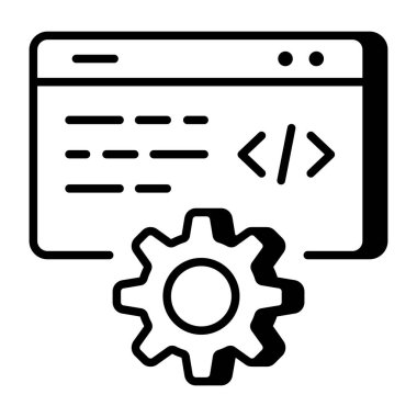 Web gelişimini tasvir eden bir taslak biçim simgesi
