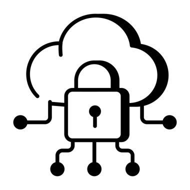 Güvenli bulut gösteren bir satır biçimi simgesi
