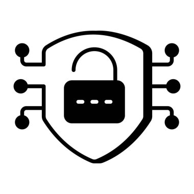 Dijital güvenliği gösteren bir satır biçimi simgesi